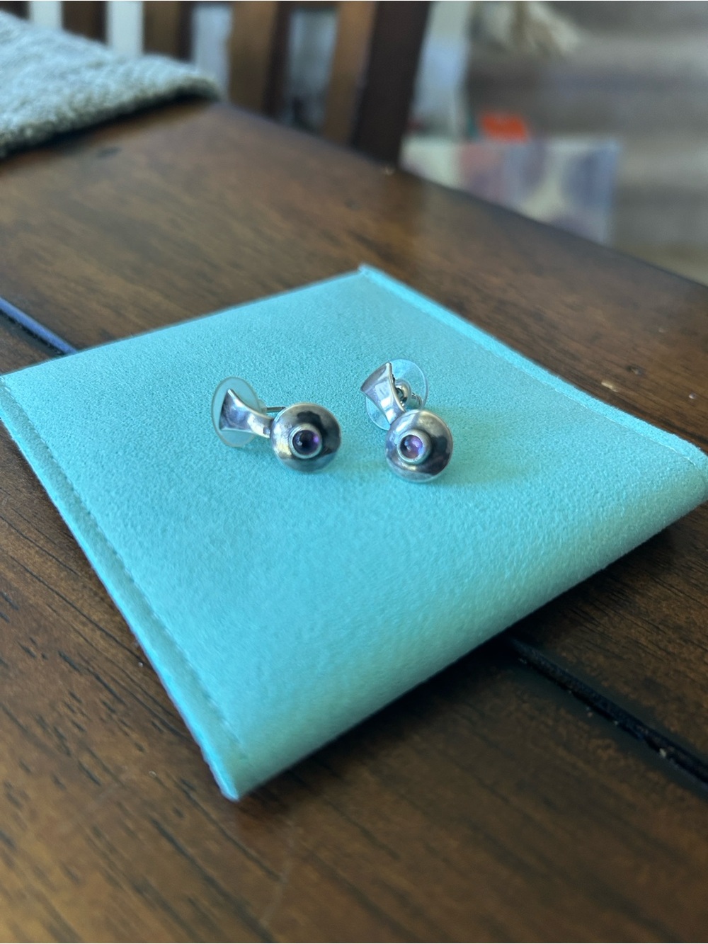 Sterling Silver Stud Earrings with Purple Accent by Silpada